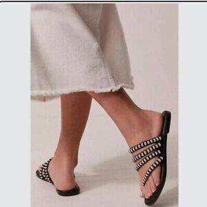 Free People Beatrice Beaded Flat Sandals Size 8.5 US